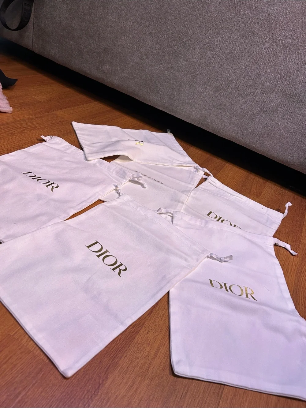 Dior White Drawstring closure dust bag